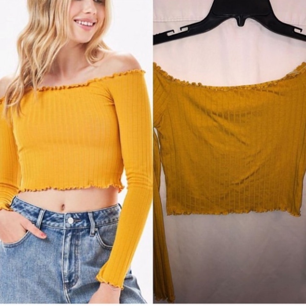 Pacsun me to we yellow off the shoulder top